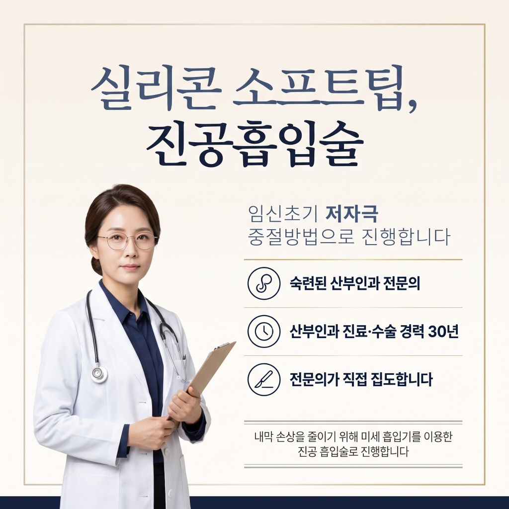 실리콘 소프트팁 진공흡입술 임신초기 저자극 중절방법 산부인과 전문의 직접 집도